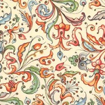 Stylized Floral Flourishes Italian Paper ~ Carta Varese Italy